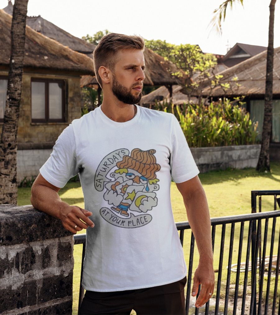 Saturdays At Your Place Cartoon Character With Beanie T-Shirt
