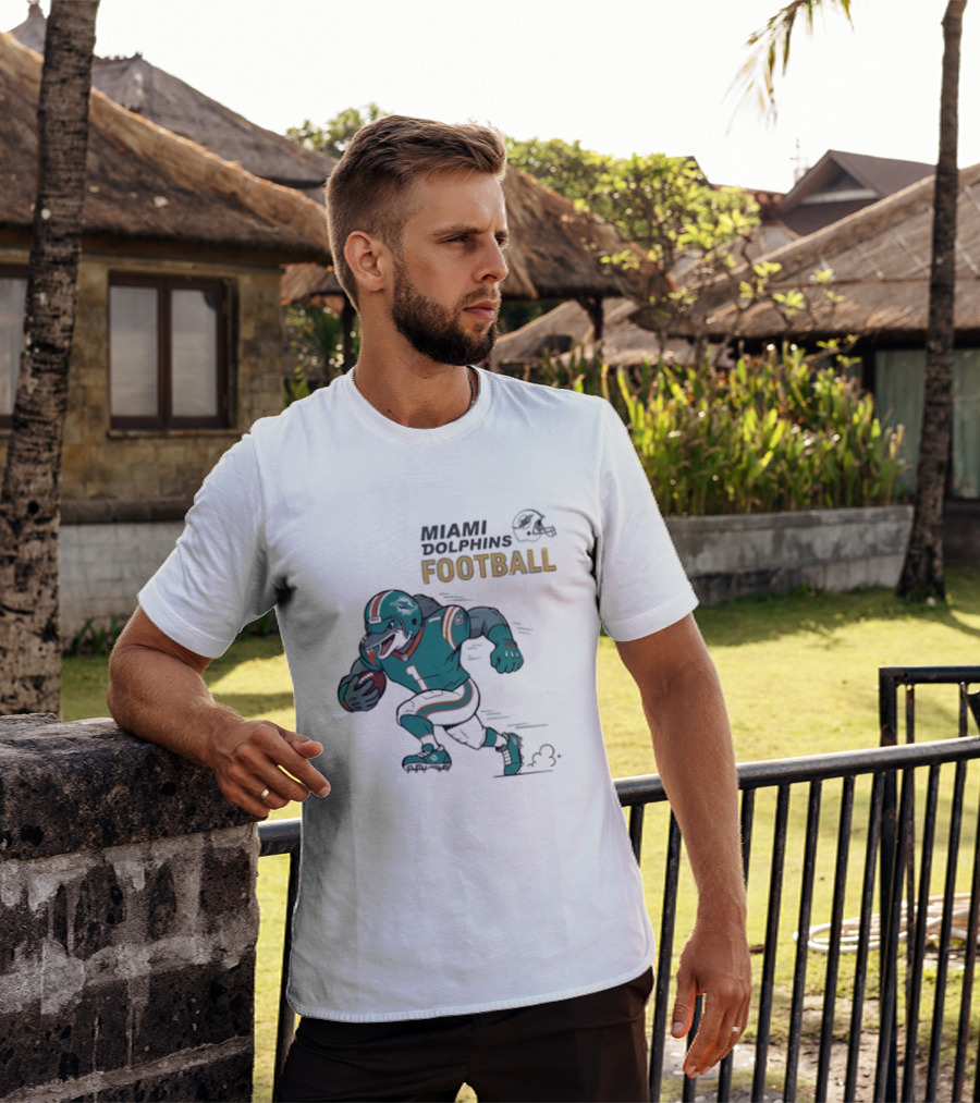 Miami Dolphins Aqua Rush Football Helmet Player T-Shirt