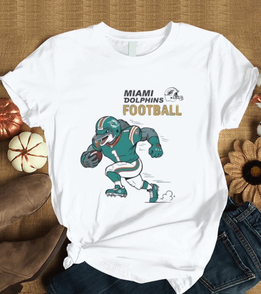 Miami Dolphins Aqua Rush Football Helmet Player T-Shirt