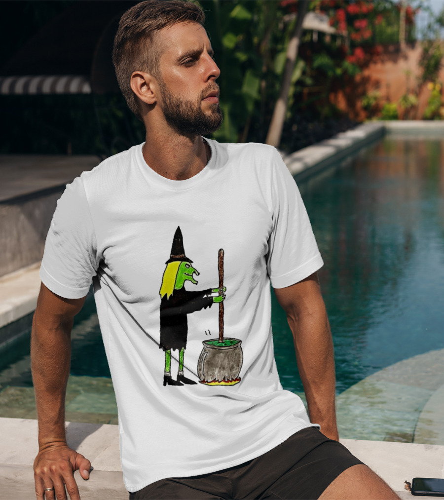 Witch Stirring Cauldron Soup Season Halloween Magic T-Shirt