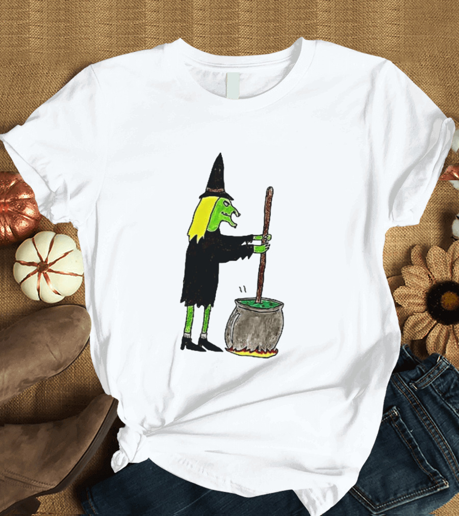 Witch Stirring Cauldron Soup Season Halloween Magic T-Shirt