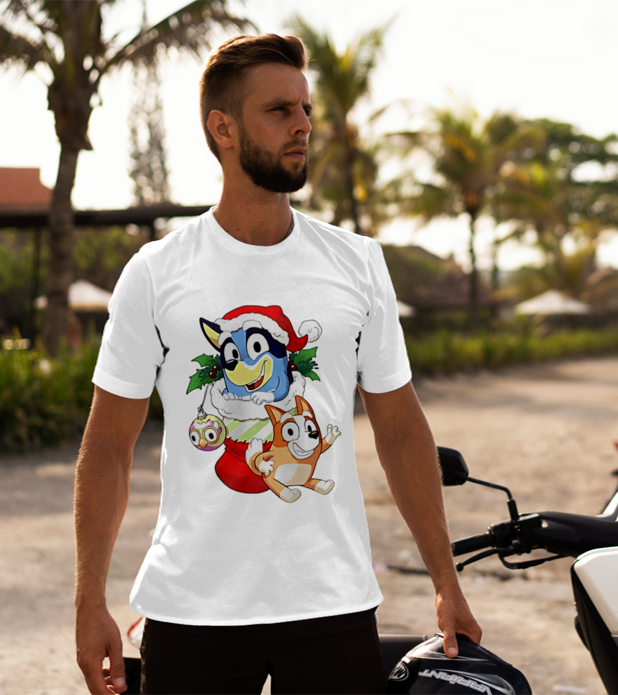 Bluey Christmas Stocking Stuffer Pups Bingo Holiday T-Shirt
