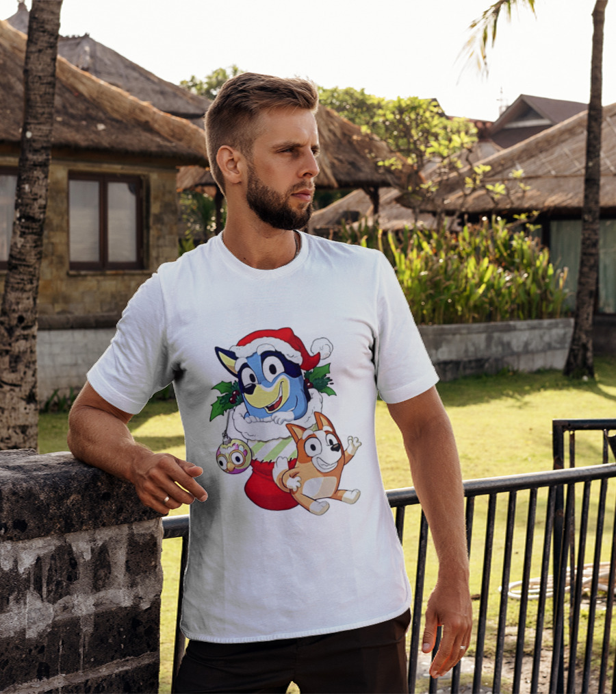 Bluey Christmas Stocking Stuffer Pups Bingo Holiday T-Shirt