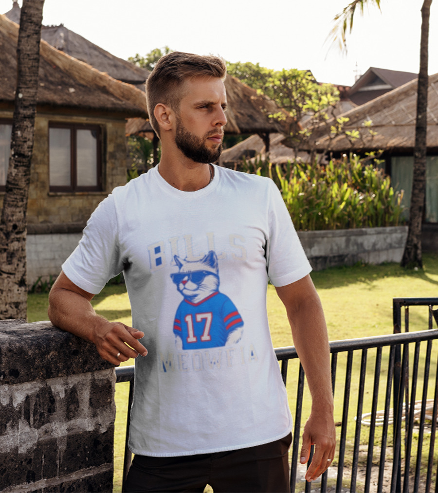 Bills Meowfia Cat 17 Jersey Buffalo Fan Football Sports T-Shirt