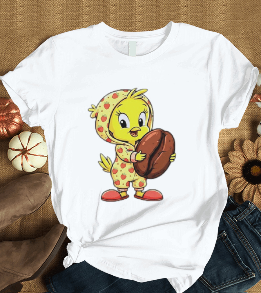 Tweety Coffee I Haven't Lost My Mind Half Of It Just Wandered Off Pajamas With Strawberry Onesie And Coffee Bean T-Shirt