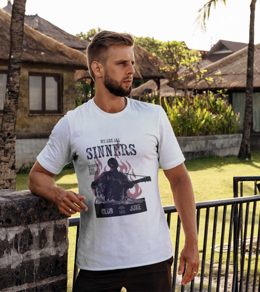 We Are All Sinners Survive The Night Club 1932 Juke Flames Guitar T-Shirt