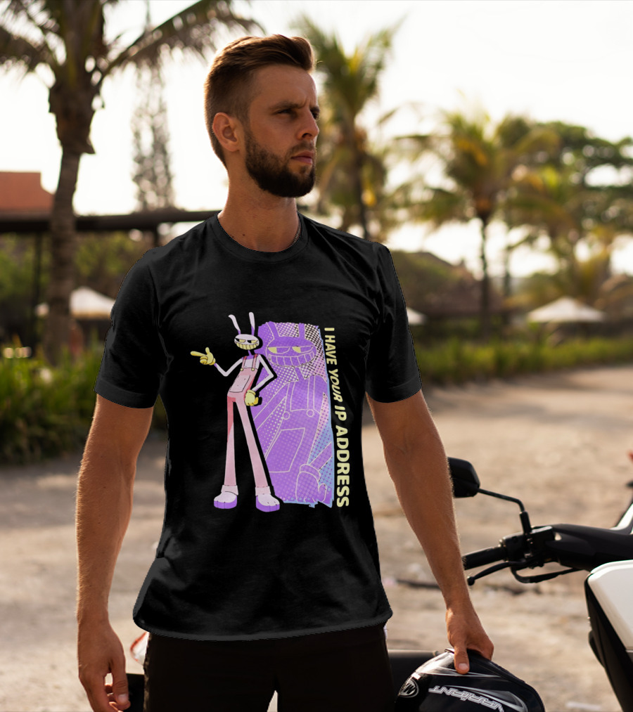 Jax I Have Your IP Address Meme Character In Overalls T-Shirt