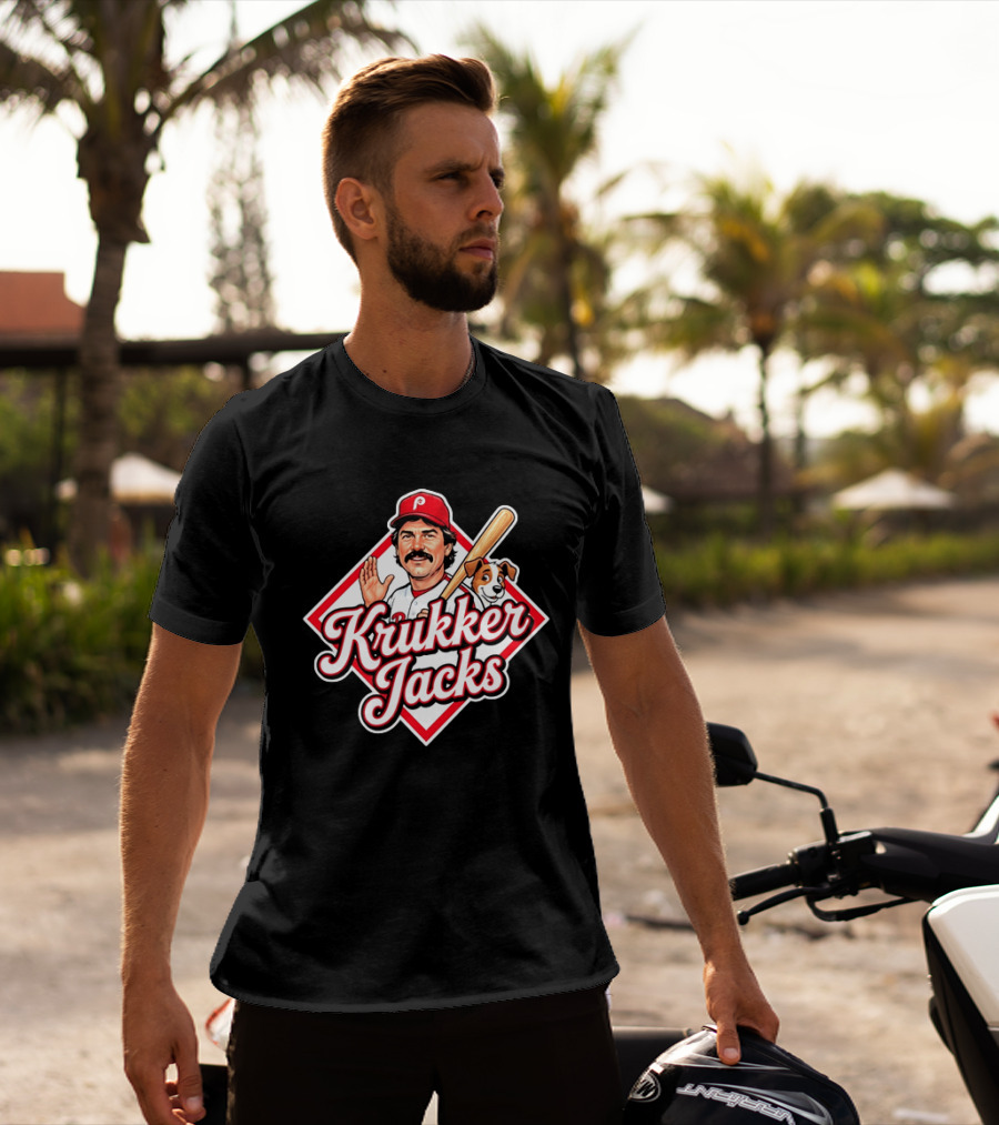 Krukker Jacks Philadelphia Phillies Baseball Player With Dog T-Shirt