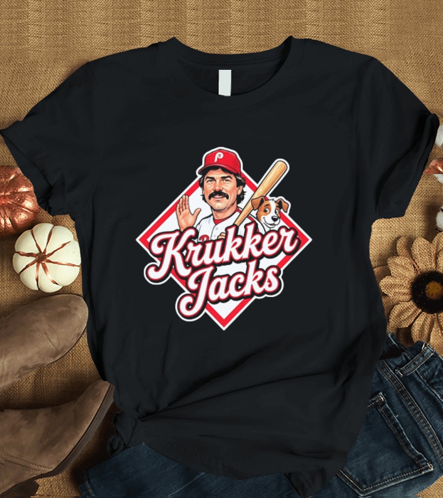 Krukker Jacks Philadelphia Phillies Baseball Player With Dog T-Shirt