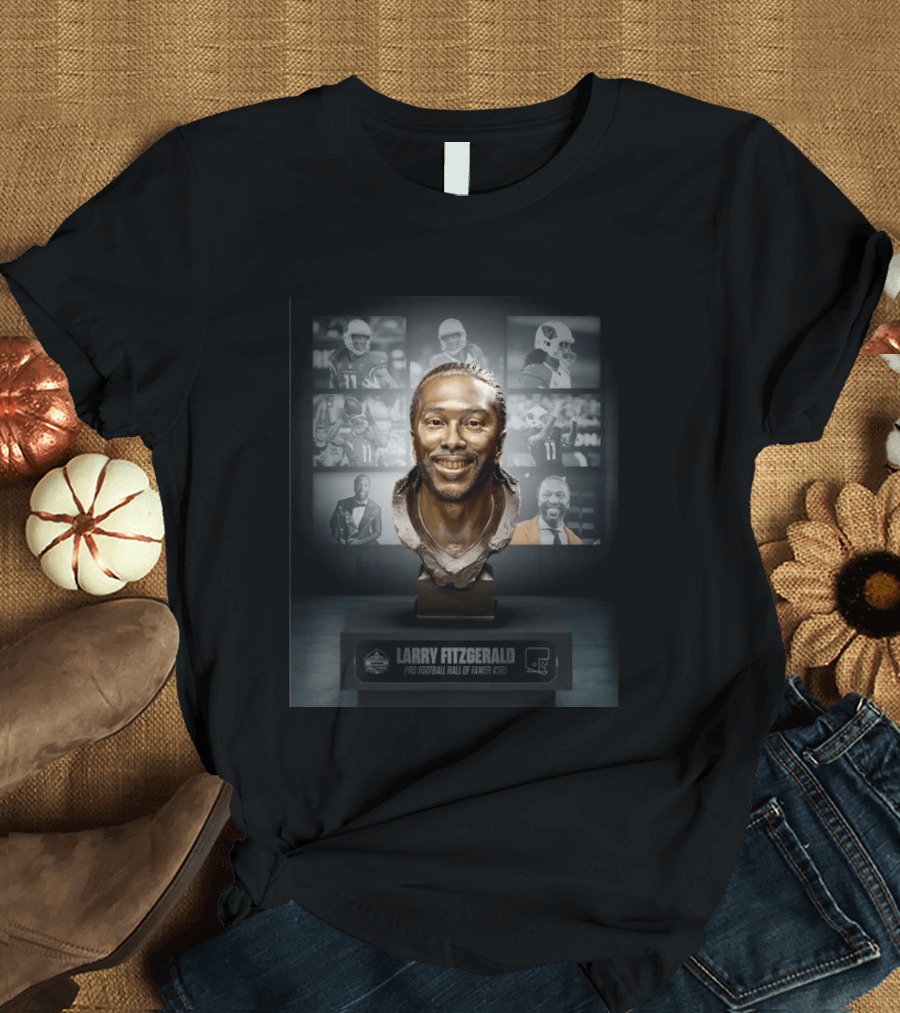 Larry Fitzgerald Pro Football Hall Of Famer #385 Bust NFL Highlights T-Shirt