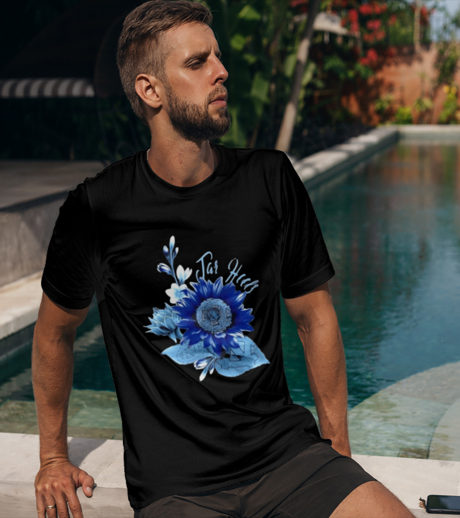North Carolina Tar Heels Sunflower Floral Football T-Shirt
