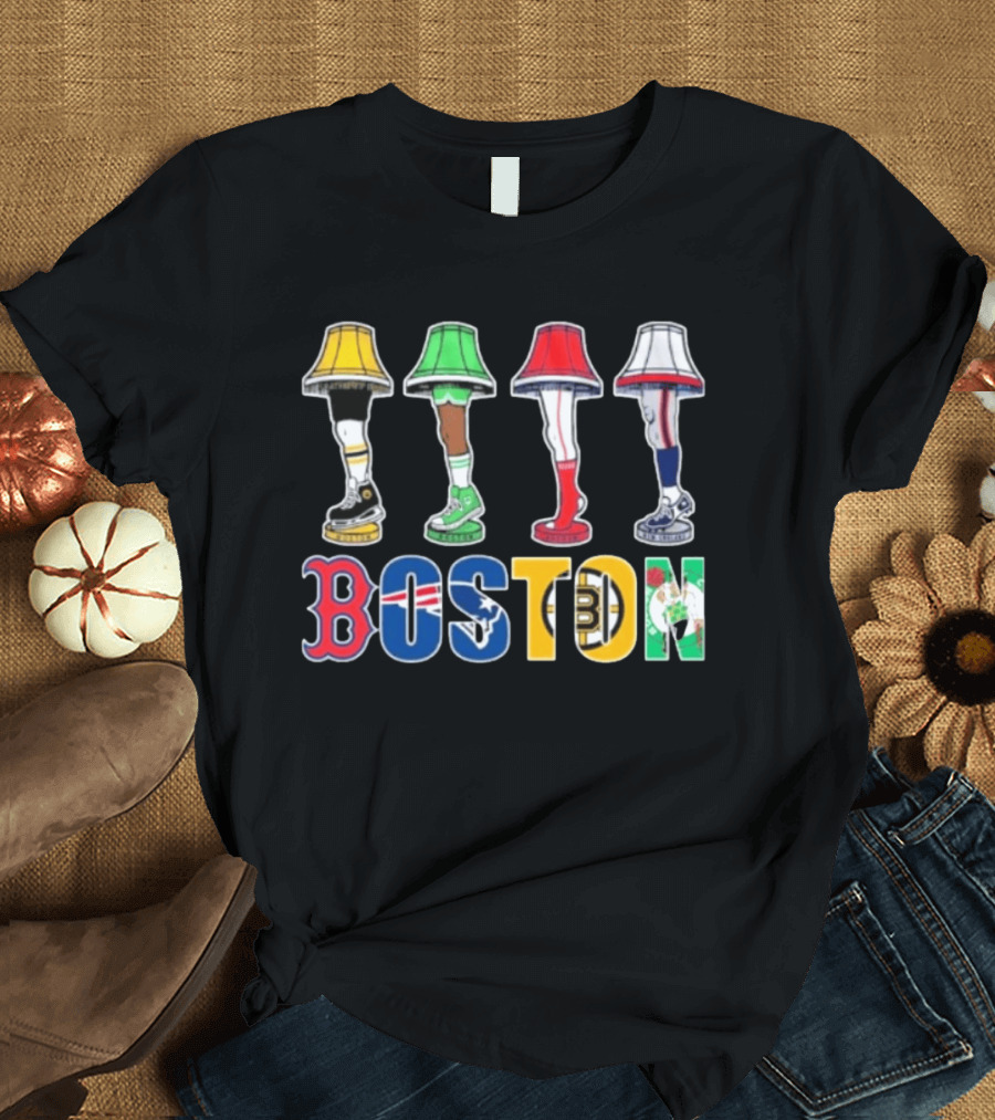 Original Boston Sports Teams Legs Lamp Parody 2025 Fenway Celtics Patriots Bruins Red Sox T-Shirt