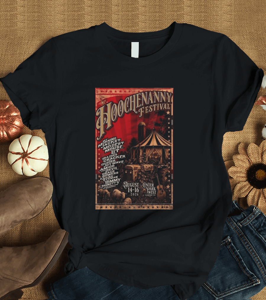 Hoochennany Festival Fairport My Morning Jacket Modest Mouse August 14 16 2026 Center Park West Lineup T-Shirt