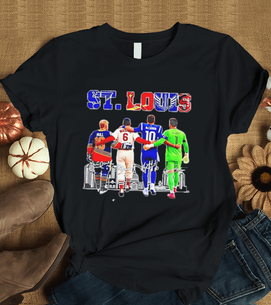 St Louis Hull Musial McCarron Berube Sports Team Players United Iconic City Skyline T-Shirt