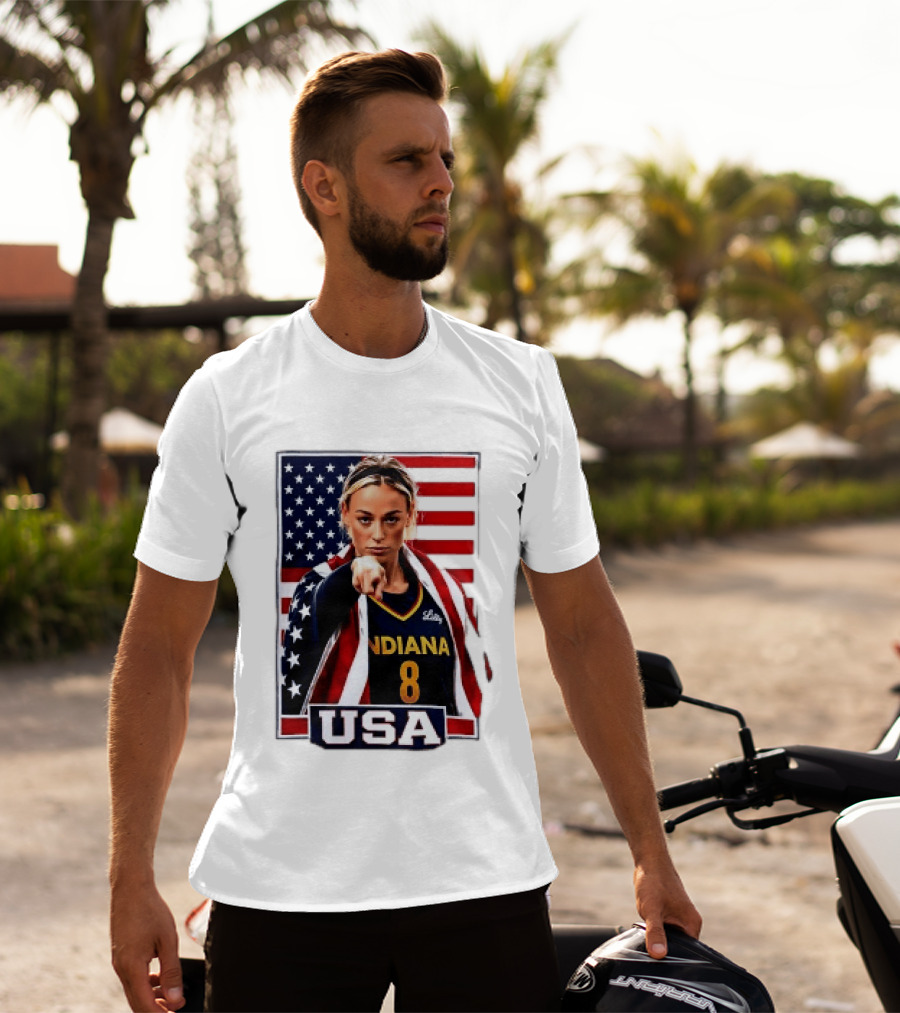 Indiana Fever WNBA Player Pointing American Flag USA Basketball Sports T-Shirt