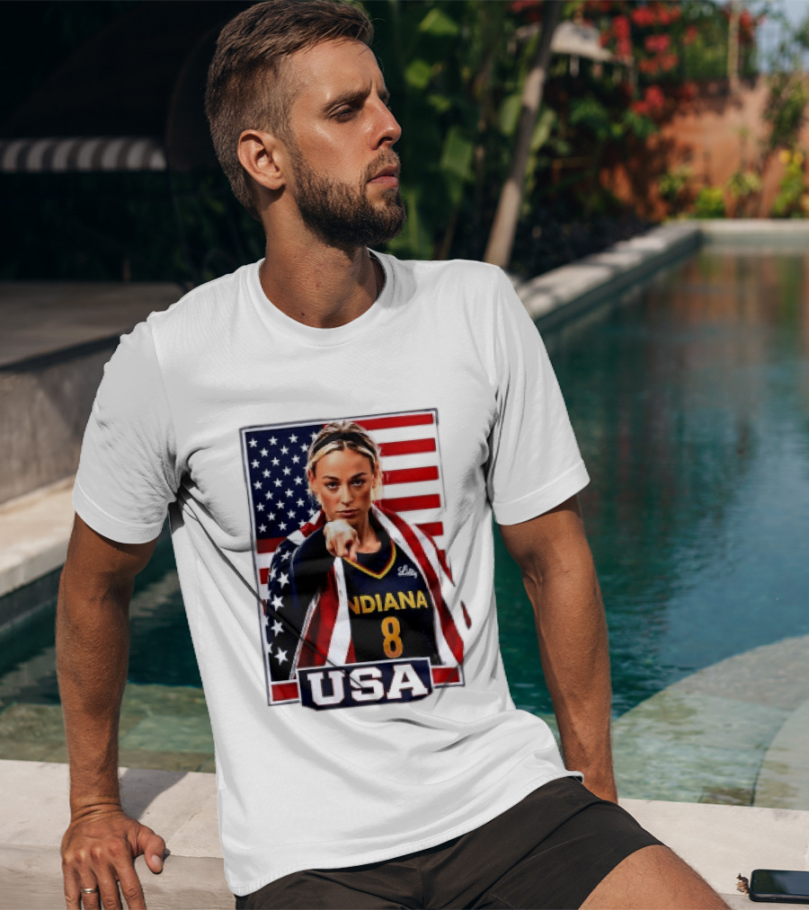Indiana Fever WNBA Player Pointing American Flag USA Basketball Sports T-Shirt