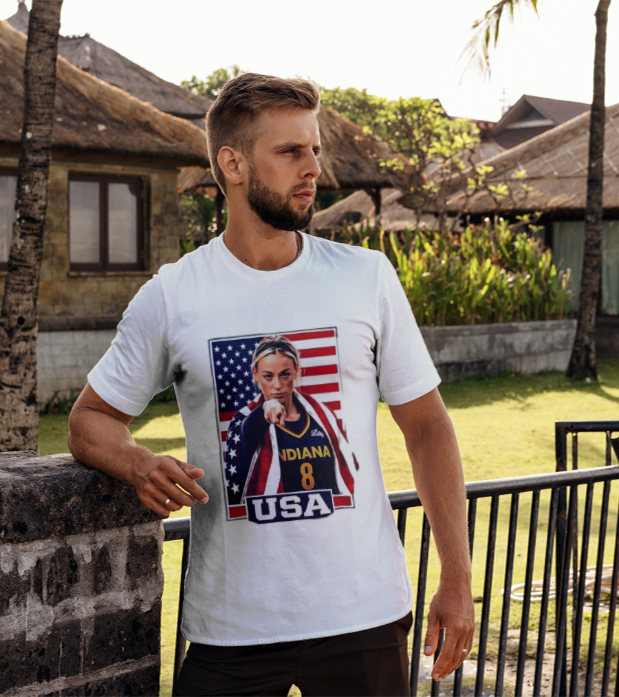 Indiana Fever WNBA Player Pointing American Flag USA Basketball Sports T-Shirt
