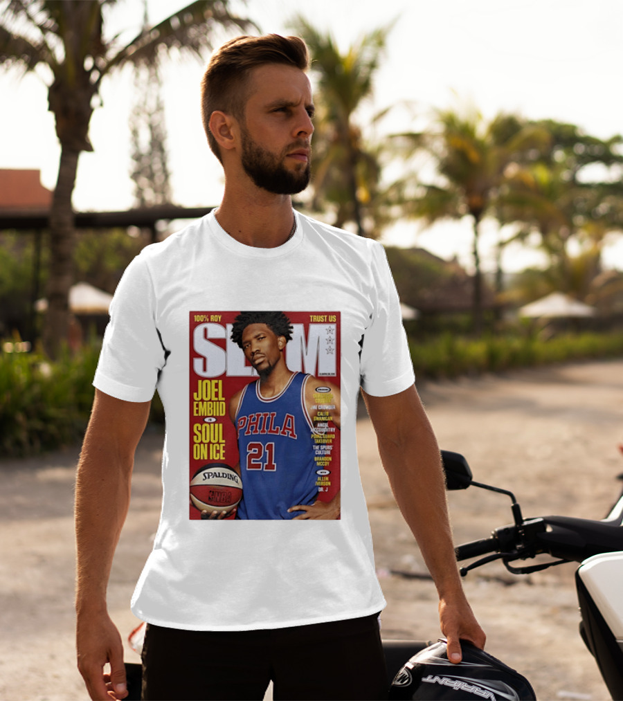 100% ROY SLAM Joel Embiid Soul On Ice PHILA 21 Philadelphia 76ers Cover T-Shirt