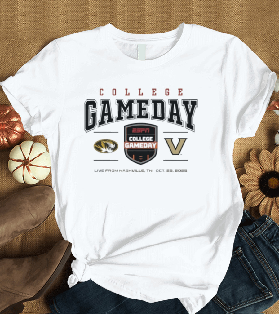 College Gameday 2025 Missouri Vs Vanderbilt Live From Nashville Oct 25 2025 T-Shirt