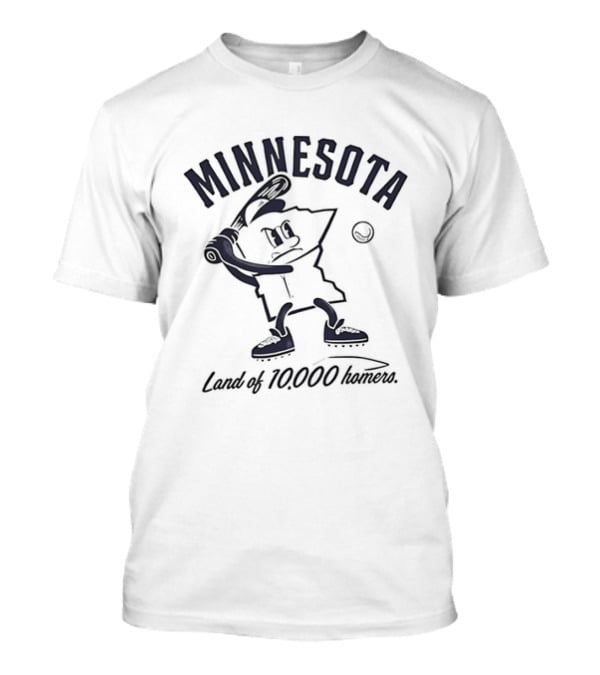 Minnesota Land Of 10000 Homers Baseball Player Swinging Bat T-Shirt