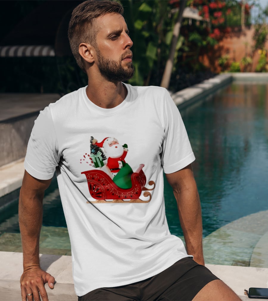 Santa Showtoppers Mini Tree Hallmark White Sleigh Christmas Scene T-Shirt