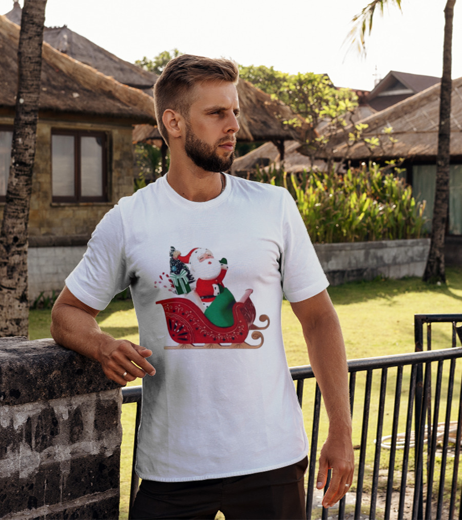 Santa Showtoppers Mini Tree Hallmark White Sleigh Christmas Scene T-Shirt