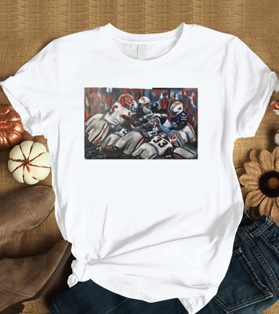 Georgia Bulldogs Auburn Tigers College Football Rivalry Game Day Action T-Shirt