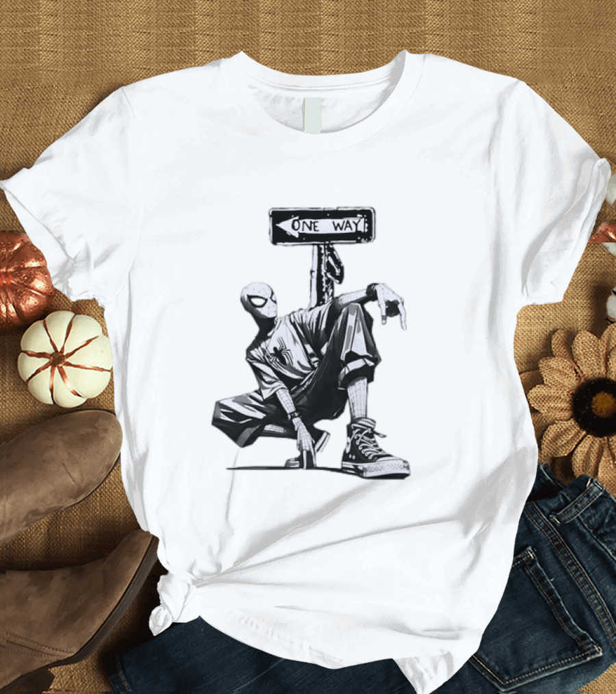 Spider Man One Way Street Pose Marvel Super Hero Converse Sneakers T-Shirt