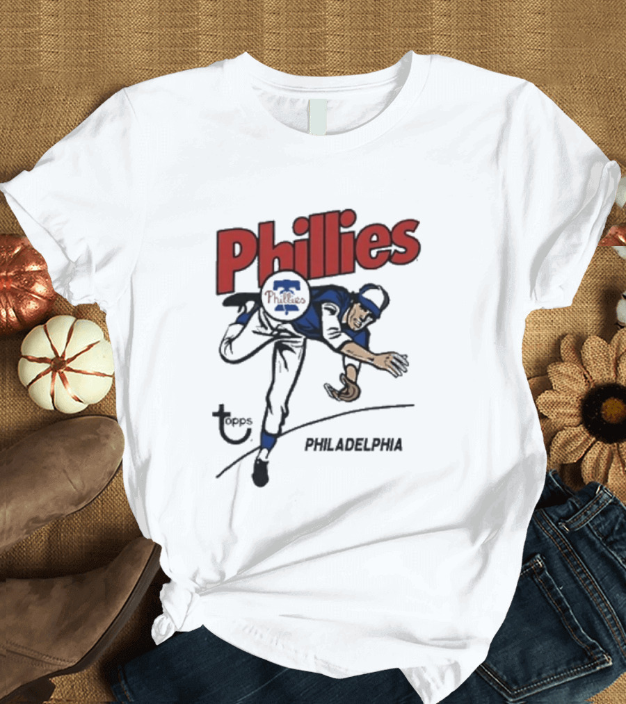 Topps Phillies Philadelphia Baseball Pitcher T-Shirt