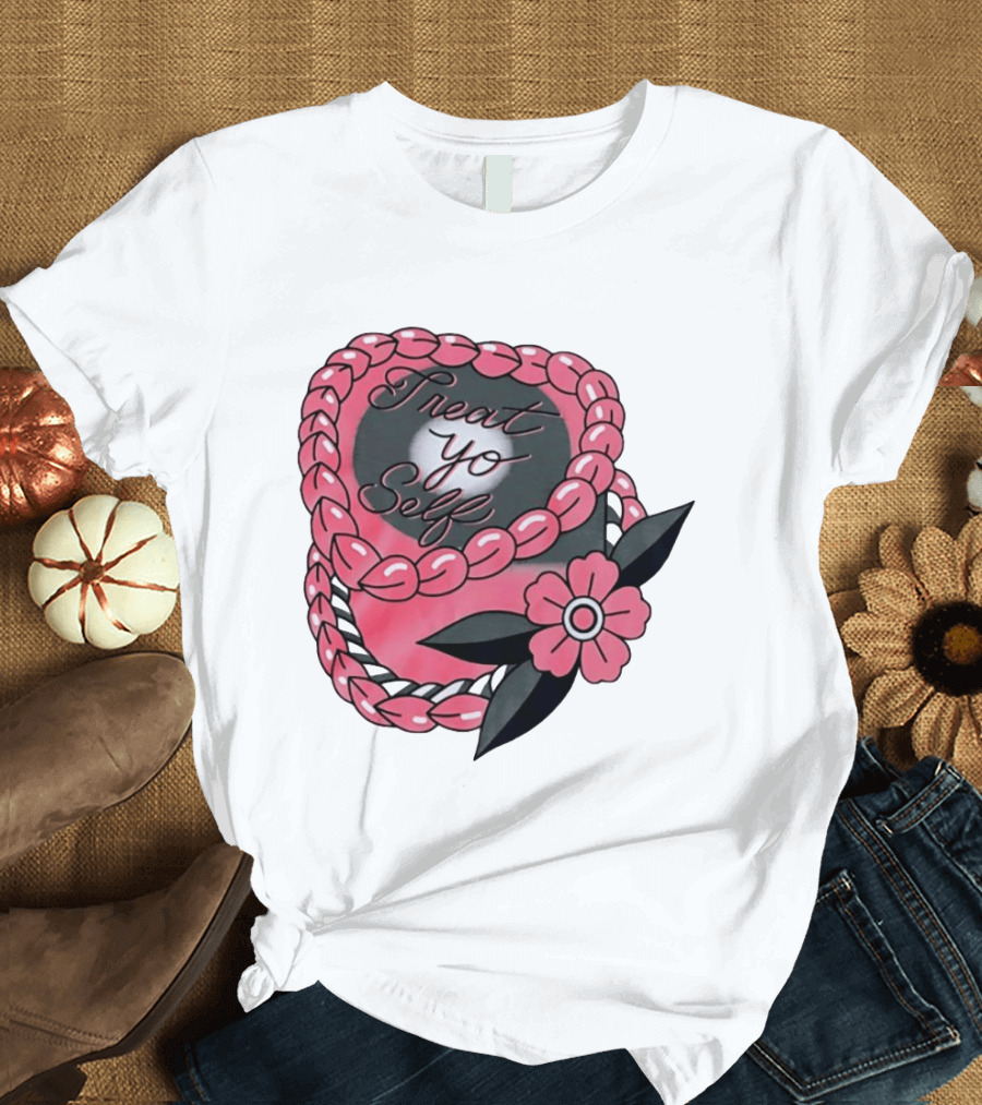 Treat Yo Self Floral Lei Parks And Recreation Pink Flower T-Shirt