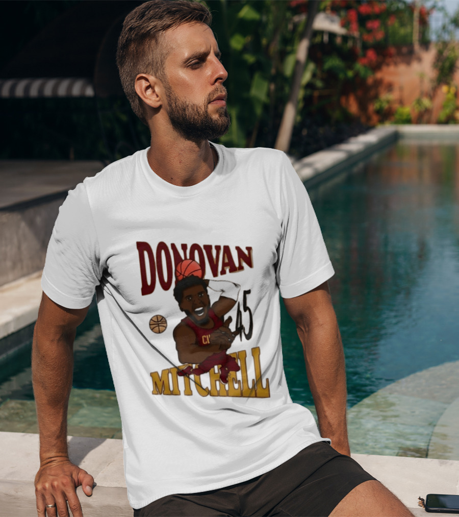 Donovan Mitchell Cleveland Cavaliers Basketball Number 45 Dunking T-Shirt