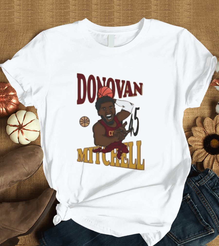 Donovan Mitchell Cleveland Cavaliers Basketball Number 45 Dunking T-Shirt