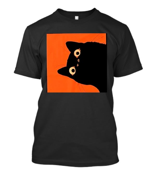 Orange Black Cat Peeking T-Shirt
