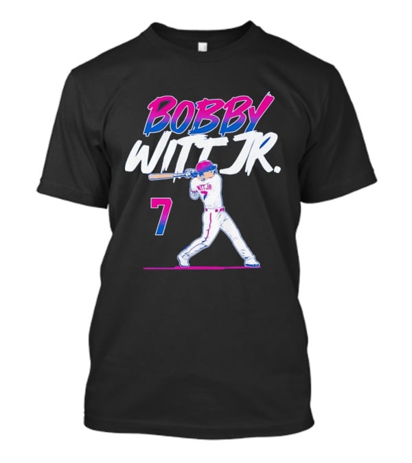 Bobby Witt Jr Kansas City Royals Number 7 Player Baseball Batting Action T-Shirt