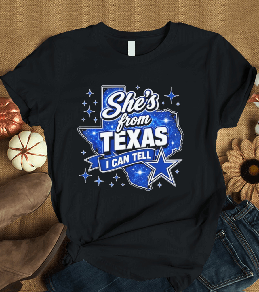 She's From Texas I Can Tell Star Blue Texas T-Shirt