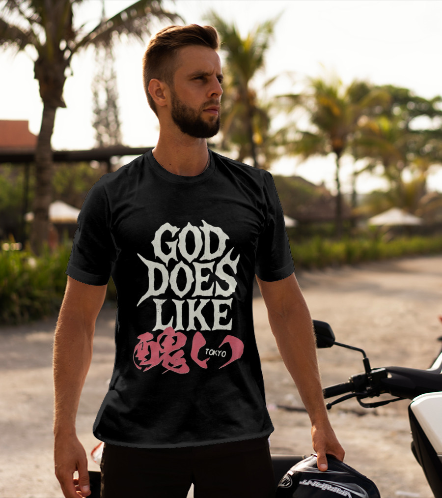 God Does Like Tokyo Japanese Kanji Soul Distressed T-Shirt
