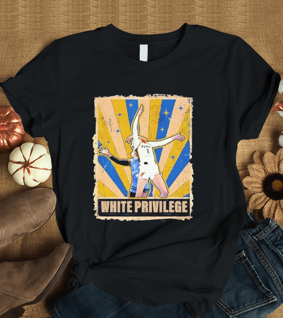 White Privilege Basketball Collision Moment Blue Yellow Starburst T-Shirt