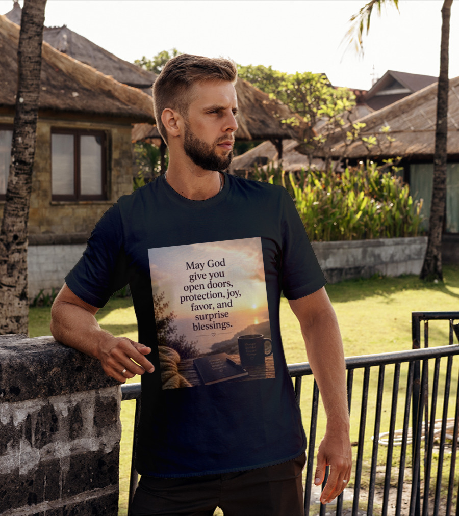 May God Give You Open Doors Protection Joy Favor Surprise Blessings Inspirational Message T-Shirt