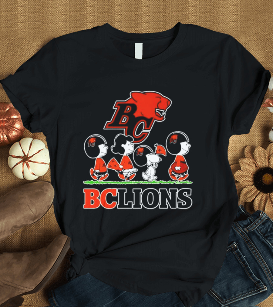 Peanuts Characters Collaboration With BC Lions CFL Team T-Shirt