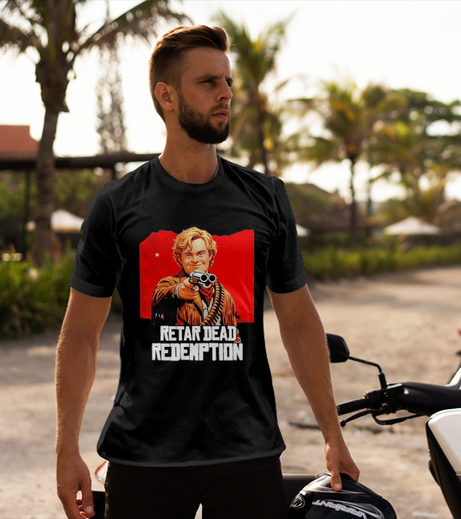 Retar Dead Redemption Western Cowboy And Revolver T-Shirt