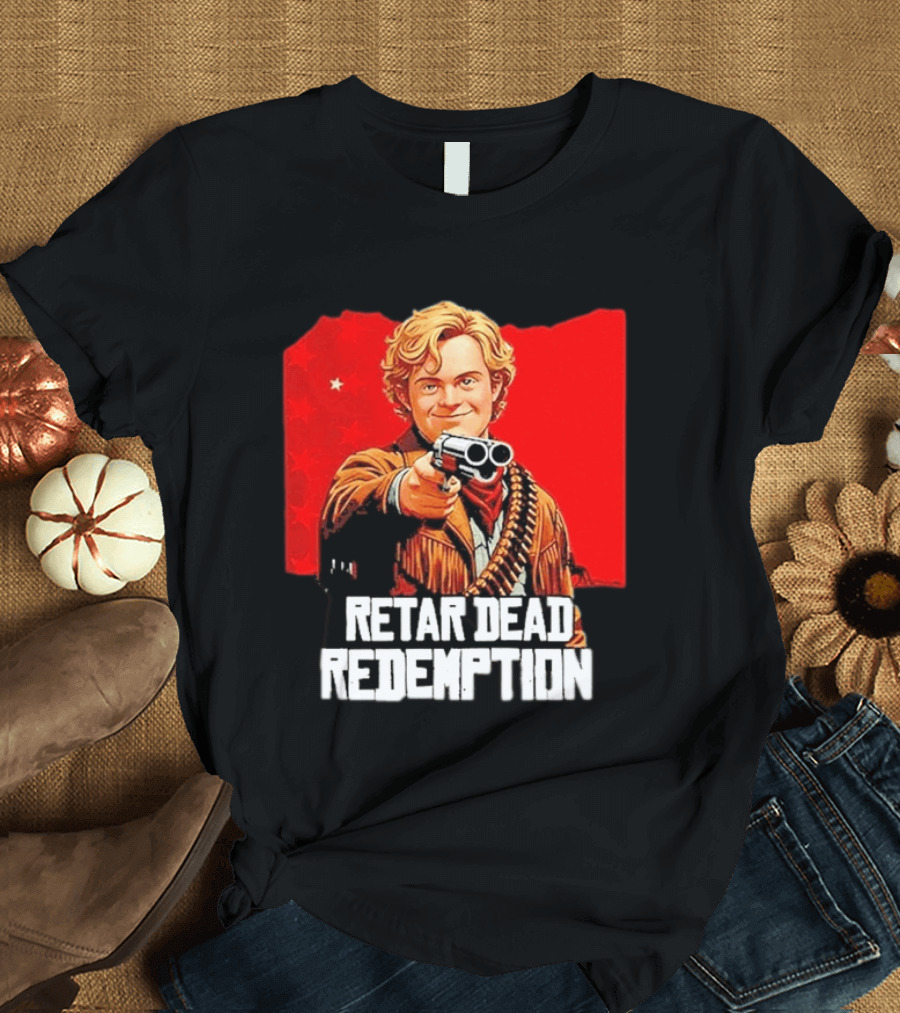Retar Dead Redemption Western Cowboy And Revolver T-Shirt