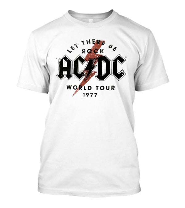AC DC Let There Be Rock 1977 World Tour Lightning Bolt T-Shirt