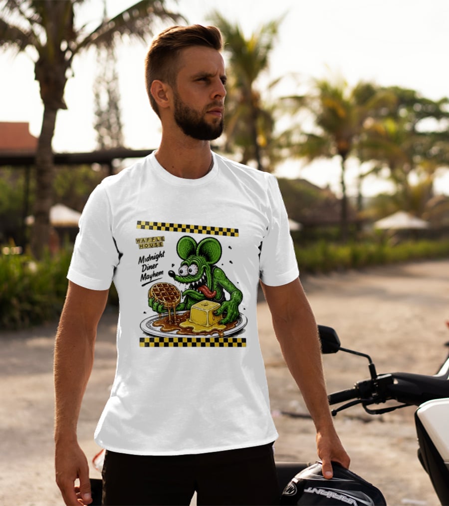 Rat Fink Waffle House Midnight Diner Mayhem Stay Golden T-Shirt