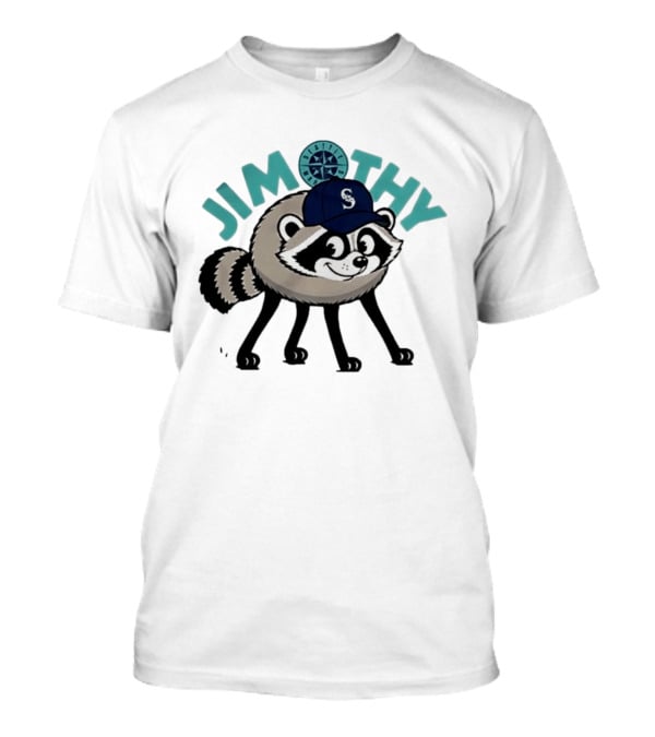 Seattle Mariners Jimothy Raccoon Character With Team Cap And Compass T-Shirt