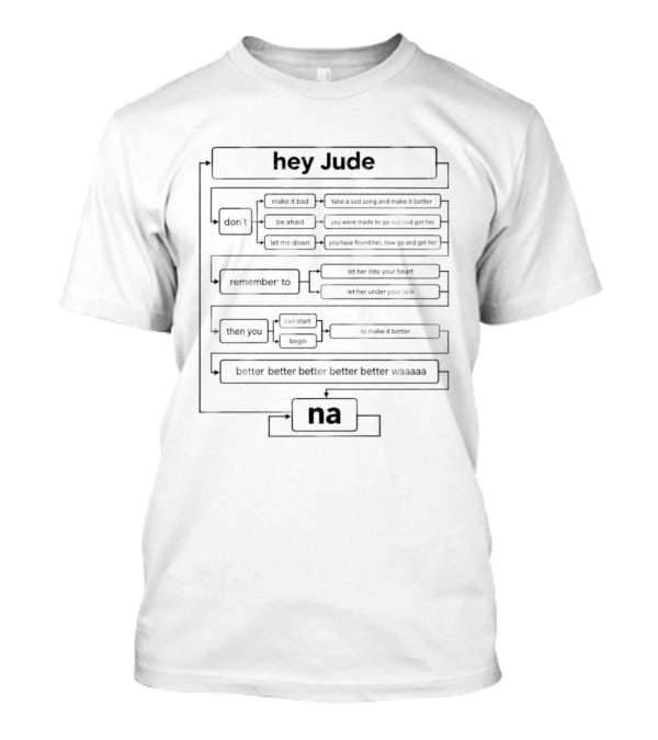 Hey Jude Flowchart Na Better Better Lyrics Classic Rock T-Shirt