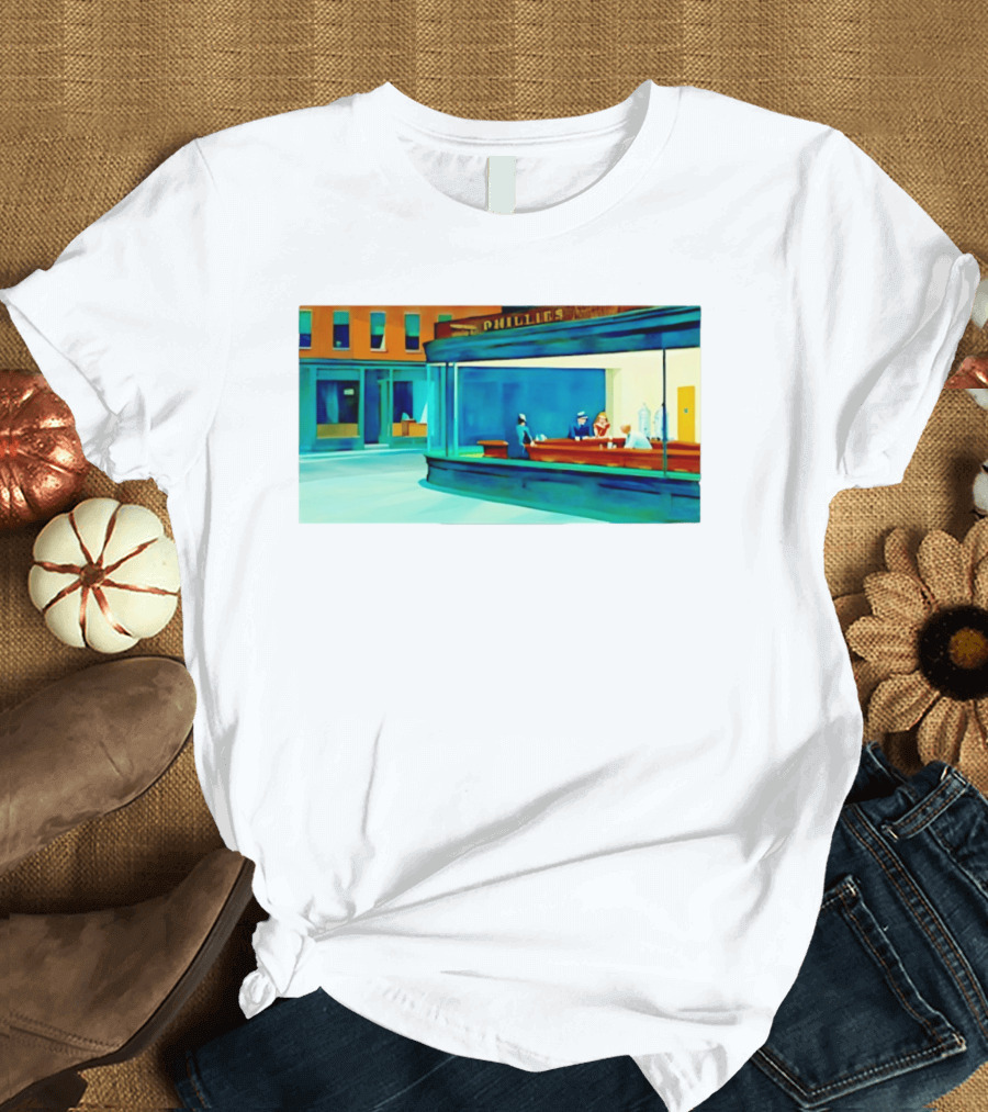 Philly Diner Institute Chicago Edward Hopper Scene T-Shirt