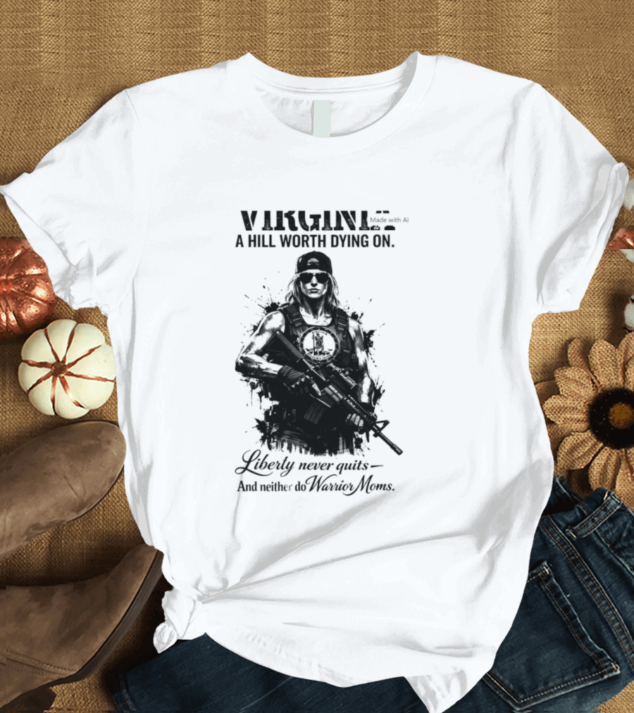 Virginia A Hill Worth Dying On Liberty Never Quits And Neither Do Warrior Moms T-Shirt