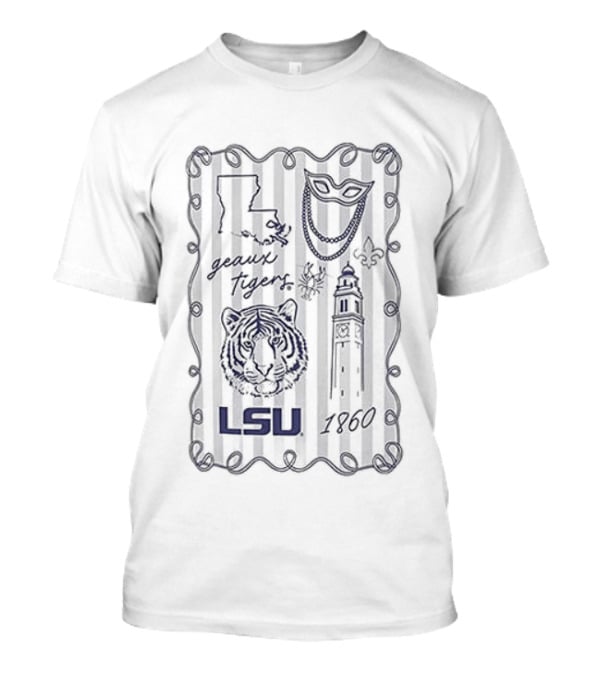 LSU Tigers Geaux Tigers Campus Sketch Frame With LSU And Tiger T-Shirt