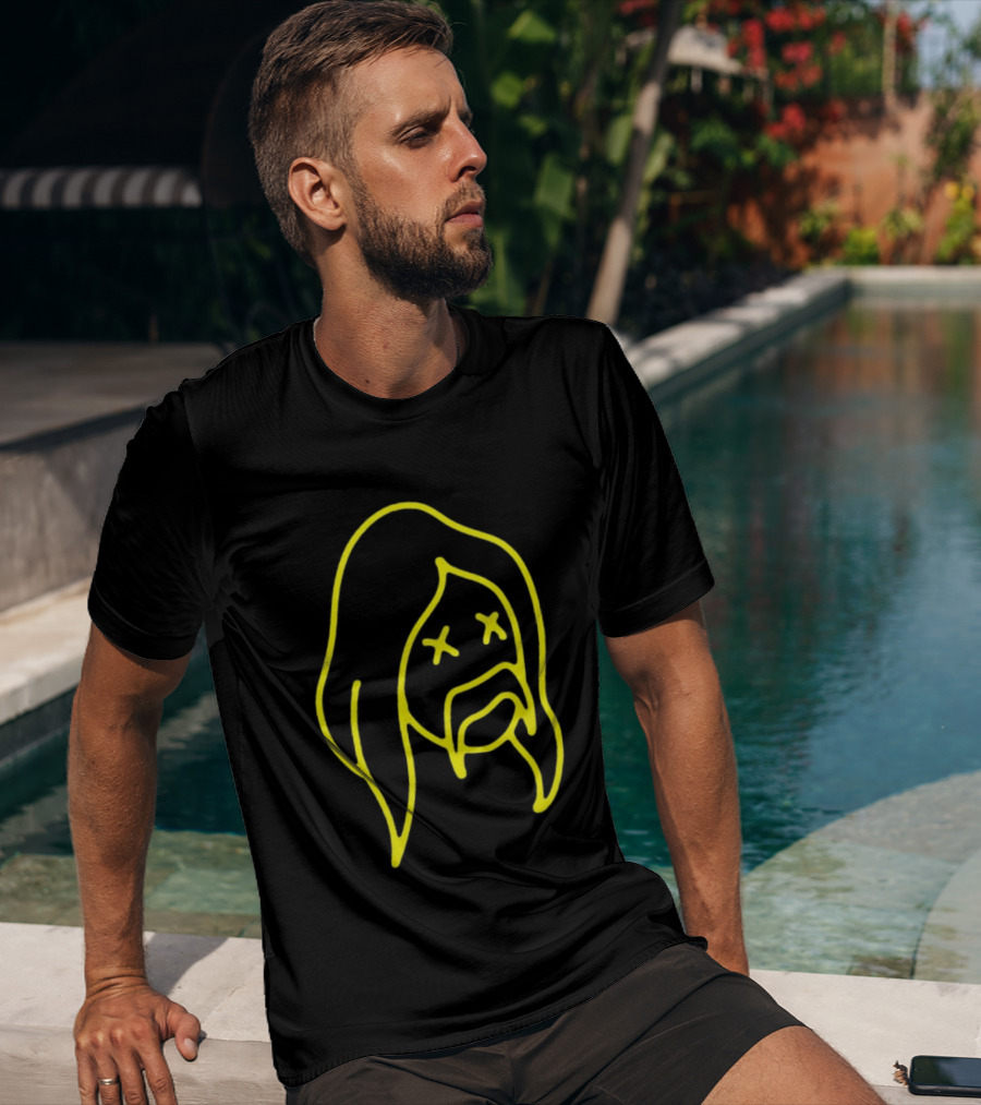 Austin Meade Store Blackout Black Neon Yellow Face Lines T-Shirt