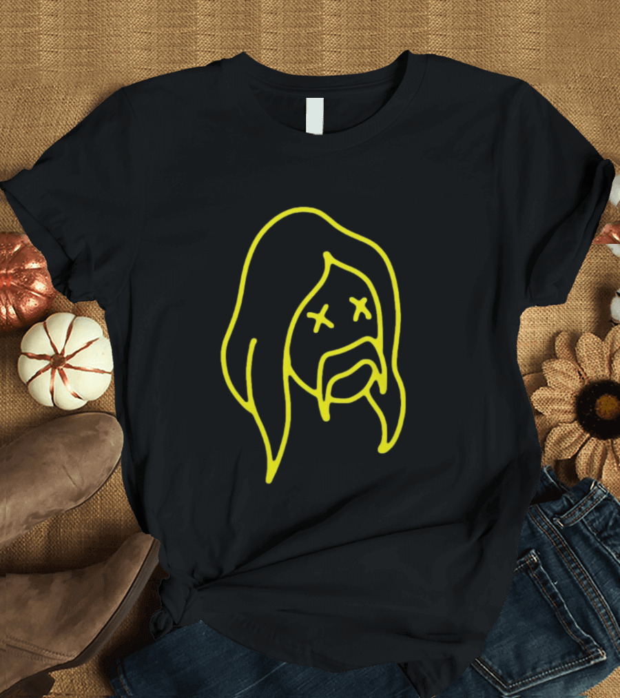 Austin Meade Store Blackout Black Neon Yellow Face Lines T-Shirt